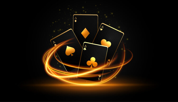 dark casino ace card gambling banner with light streak effect